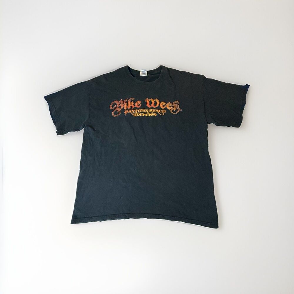 Vintage 2008 Daytona Beach Bike Week Skull Chopper Motorcycle T-Shirt Gildan XL